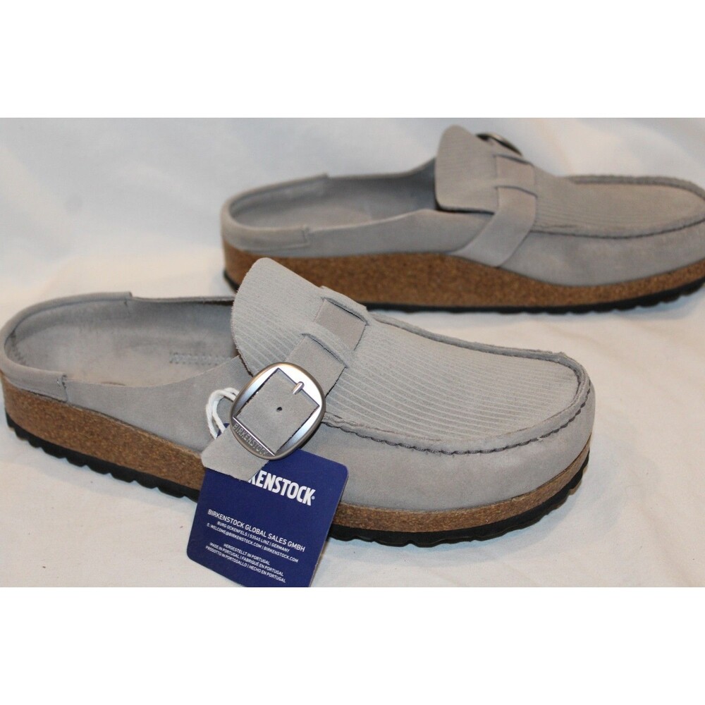 BIRKENSTOCK WOMEN SUEDE BUCKLEY CORDUROY SANDALS NIB EU 42 US NARROW STONE - Picture 4 of 6